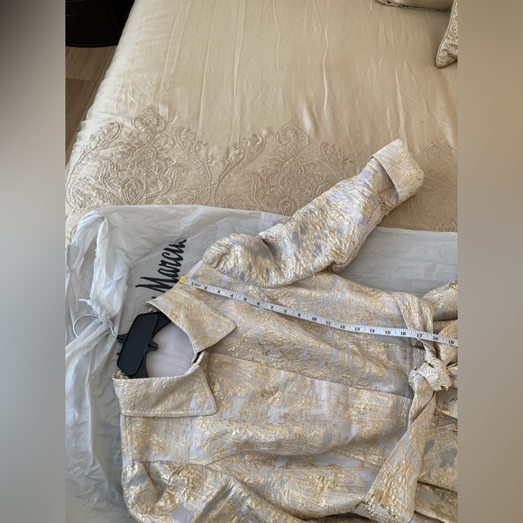 Teri Jon Metallic Gold Midi Dress Size 10 - Picture 8 of 11